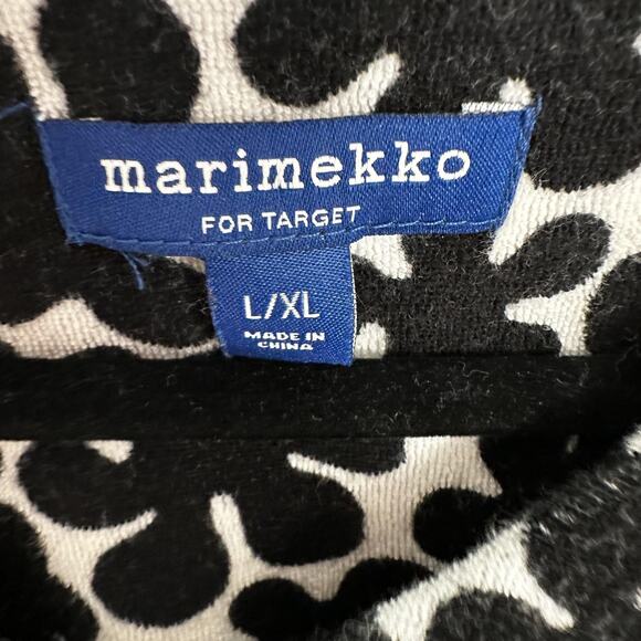 Marimekko Top Womens L XL Black White Floral Print Pullover Top Terry Cloth Swim - Picture 5 of 10